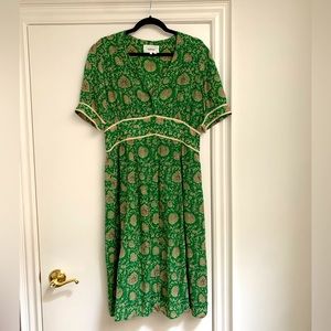 BASH Tiger Green Midi Tea Dress - Size L